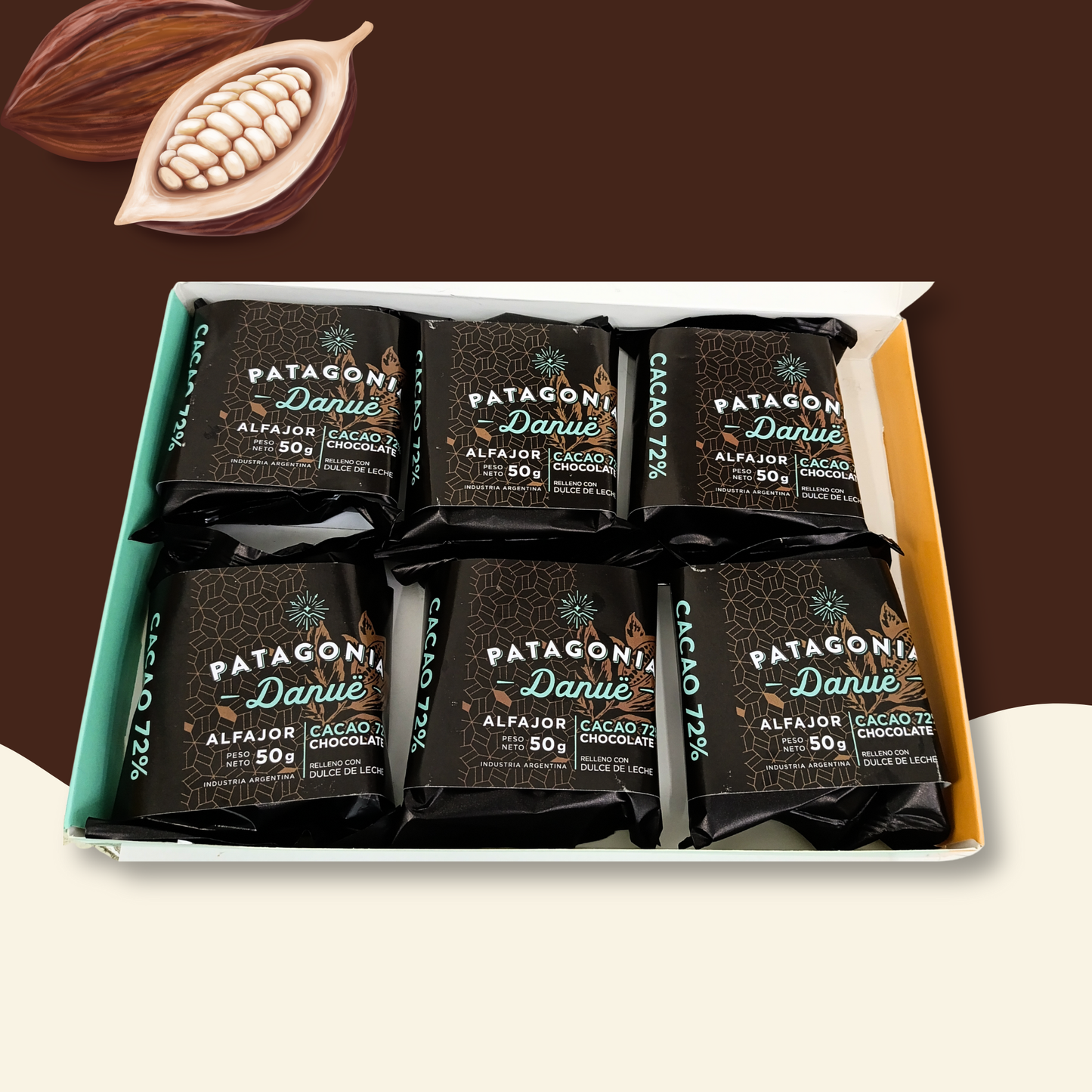 Caja x6 Alfajores Chocolate 72% Cacao