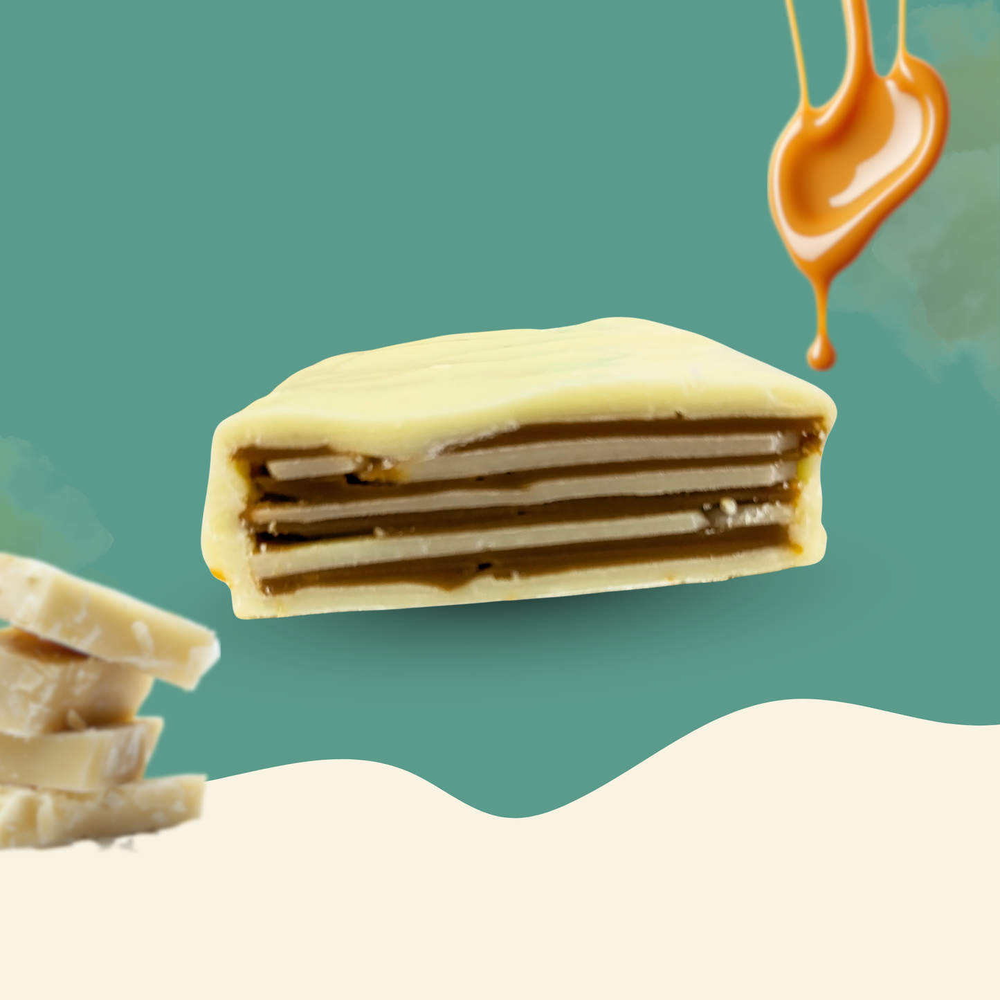 Caja Trapecio Bocaditos Mil Hojas Chocolate Blanco