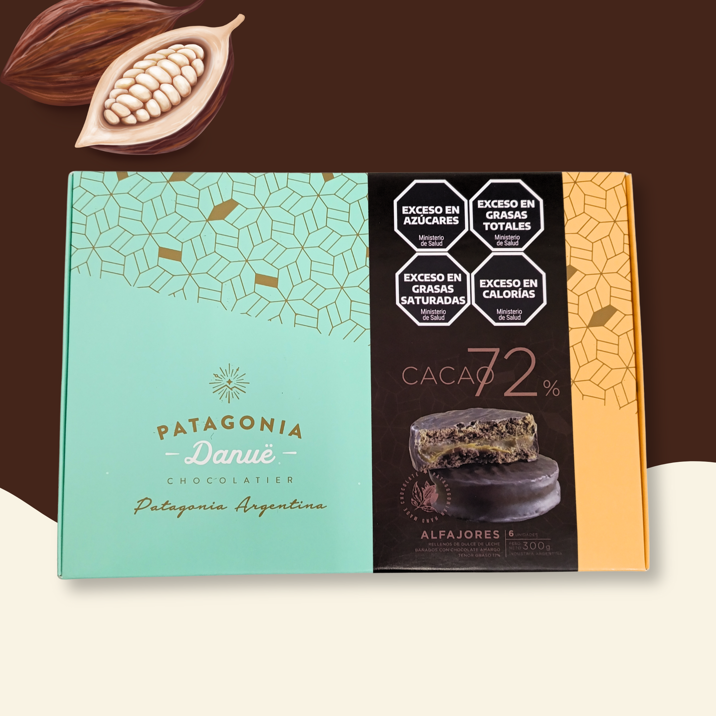 Caja x6 Alfajores Chocolate 72% Cacao