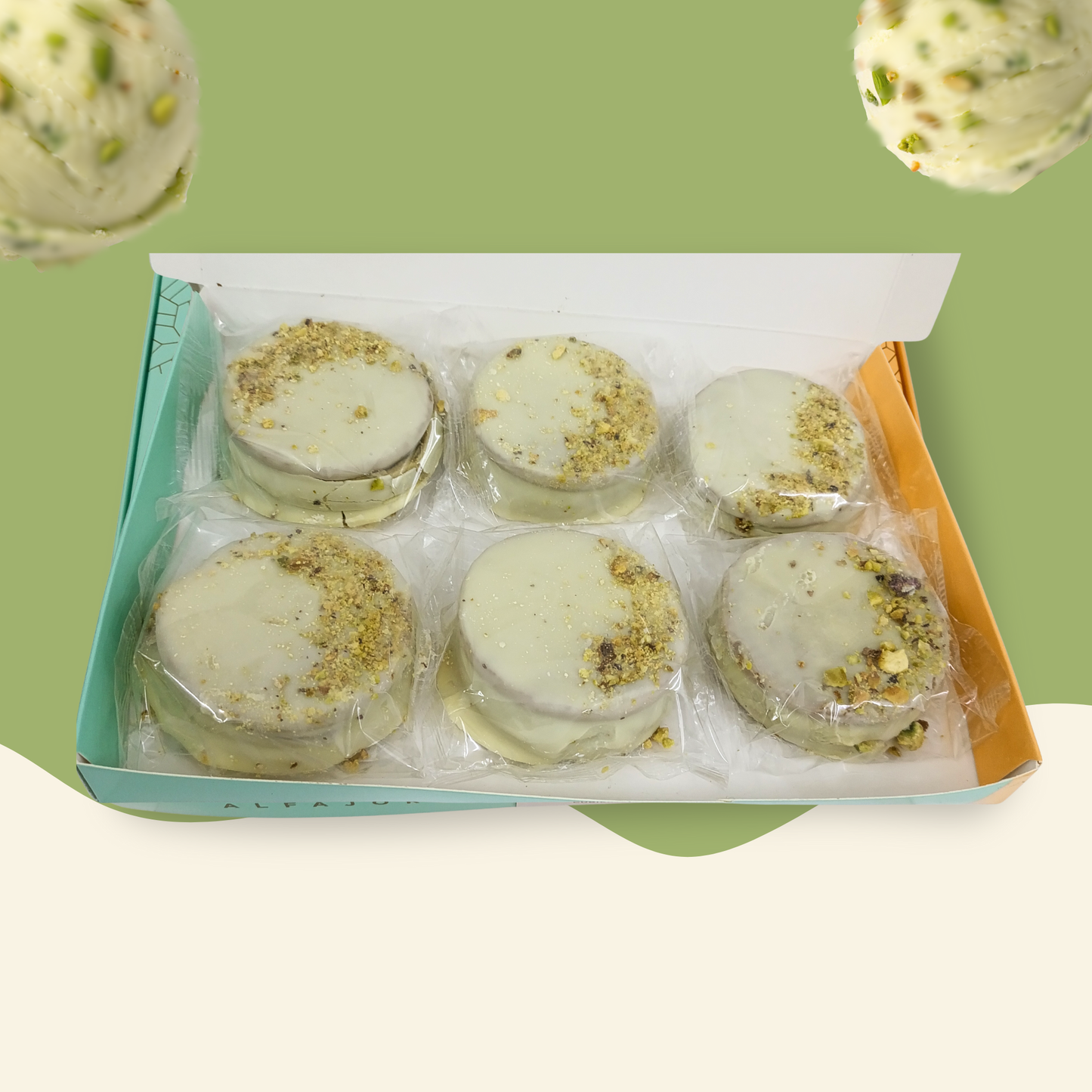Caja x6 Alfajores de Pistacho